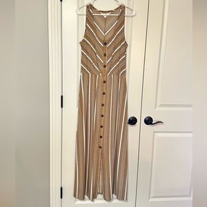 Maurices Brand- Mustard & White Sleeveless Maxi Dress